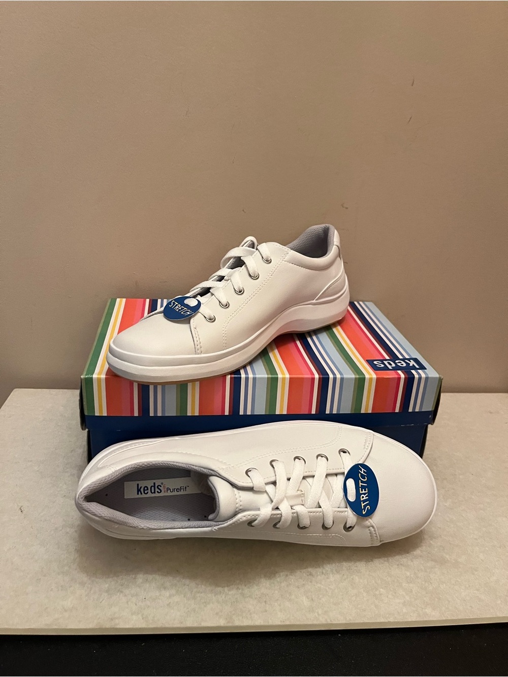 Keds PureFit Stretch White Fashion Sneakers Women's Size 7.5
